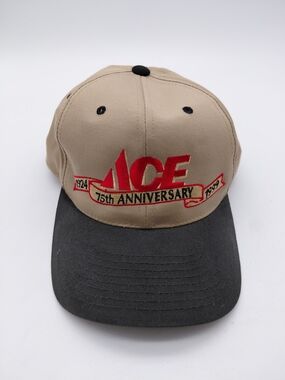 Vintage Yupoong Ace Hardware 75th Anniversary 1999 Khaki Hat Adjustable Snapback